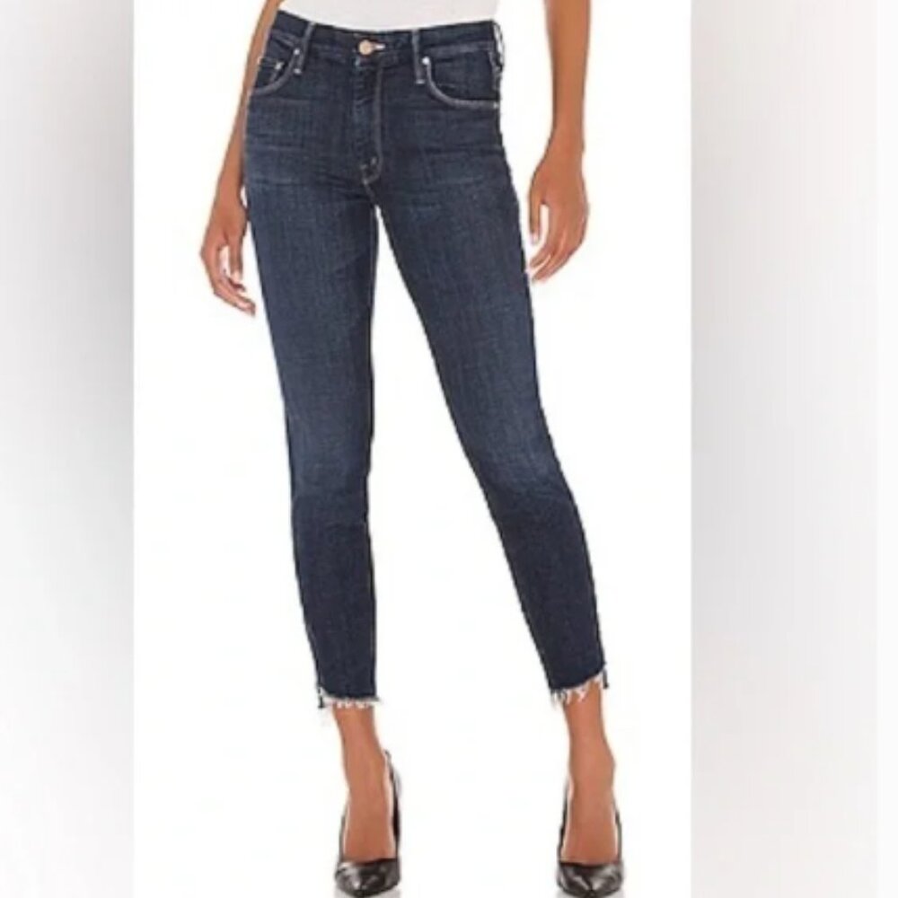 MOTHER looker ankle step fray jeans Bombay Lost and Found (609)